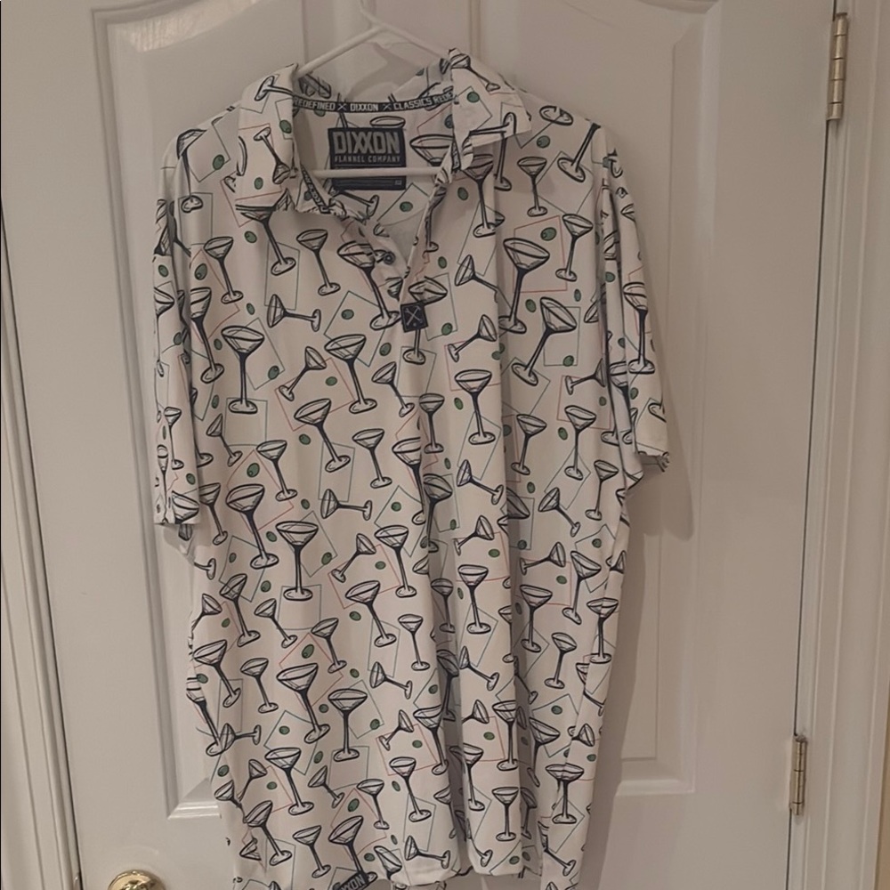 DIXXON White and Black Dirty Martini Casual Button Down Shirt
